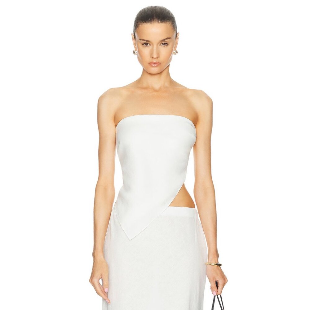 Enza Costa Linen Scarf Top in Undyed White